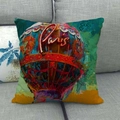 Quadratischer Leinenkissenbezug mit Vintage-Heißluftballon und Paris-Motiv Print - Paris Theme Vintage (15) / 45x45 cm