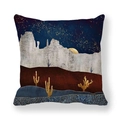 Funda de cojín decorativa con paisaje nocturno del desierto y luna dorada mate - Estilo Noche de Desierto con Textura Realista (21) / 45x45cm