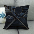 Detailed texture of linen cushion cover featuring gold geometric marble mountain patterns - Inky Background with Gold Geometric Mountains (17)