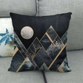 Modern geometric marble mountain linen pillowcase with gold moon for home sofa decor - Modern Geometric Mountain Style in Black and Gold (3)