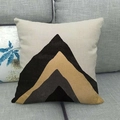 Detailed texture of linen cushion cover featuring abstract geometric marble landscape print - Black Yellow and Grey Geometric Layered Peak Style (8)