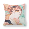 Peach skin pillowcase featuring artistic floral portrait in soft pastel colors - Floral Profile Woman