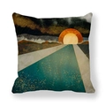 Funda de cojín cuadrada de piel de melocotón con paisaje abstracto de montaña y ocaso - Estilo Atardecer Abstracto Simple Moderno (25) / 45x45cm