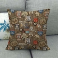 Detailed view of Route 66 linen pillow cover featuring vintage road signs on a gray sofa - Route 66 Map and States (4)