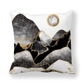 Housse de coussin à motif marbre abstrait avec montagnes noires, dorées et grises - Patchwork Abstrait Noir et Or (29)