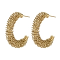 Boucles d'oreilles chic en forme de C dorées avec un design en métal enroulé en spirale - Or