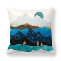Funda de cojín de paisaje abstracto de mármol con luna turquesa y detalles dorados - 45x45 cm / Estilo Paisaje de Bronceado de Extremo Lujo (30)