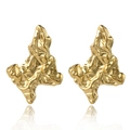 Boucles d'oreilles vintage en acier titane avec finition en métal liquide doré plissé - Style Irrégulier Lave Plissé (E166)
