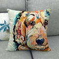 Federa per cuscino in lino con ritratto di cane per decorazione di divani in salotto - Illustrazione di Golden Retriever Astratto / 45x45cm