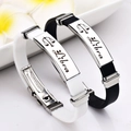 Libra Sternzeichen Paar-Armbänder aus schwarzem und weißem Silikon mit Edelstahl - Waage
