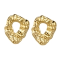 Créoles irrégulières à texture de lave martelée avec finition dorée élégante pour femme - Style Ovale Creux Martelée (E167)