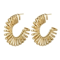 Orecchini a cerchio geometrici a spirale retrò per donna placcati in oro lucido - Oro