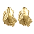 Boucles d'oreilles vintage dorées avec texture plissée irrégulière et aspect métal liquide - Style Irrégulier Lave (E168)