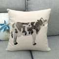 Macro detail of cow animal oil painting pattern on rustic linen square throw pillow cover - Realistic Cow Pattern