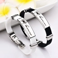 Cancer Sternzeichen Armband mit schwarzem Silikonband und Edelstahlplatte poliert - Krebs