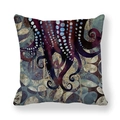 Peach skin fabric pillowcase featuring vintage octopus print and marble patterns - Mystical Retro Octopus
