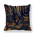 Navy blue pillowcase with golden marble texture octopus design on peach skin fabric - Gold Dot Bright Pattern Octopus