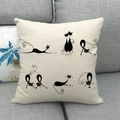 Minimalist cat silhouette linen throw pillow cover on grey sofa for home decor - Six Different Posture Cat Silhouettes (17)