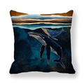 Marble ocean theme pillowcase featuring whale pattern on soft peach skin fabric - Gold Foil Blue Brown Whale