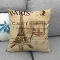 Funda de cojín de lino vintage con estampado de la Torre Eiffel y París en sofá gris - Postal Torre Eiffel (1) / 45x45cm