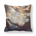 Peach skin pillowcase with abstract bird flight pattern in purple and orange - Beautiful Flying Birds