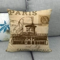 Funda de cojín de lino vintage París con molino para sofá o soporte lumbar para coche - Moulin Rouge Vintage (4) / 45x45cm