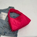 Rose pink quilted handbag with diamond stitching and lightweight puffer style design - Rose Red