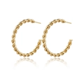 French vintage style gold-plated stainless steel twisted rope hoop earrings - Twisted Rope Round C-shape Style (E183)