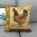 Fodera per cuscino in lino con motivo gallo vintage e scritta francese sul divano - Stile Gallo Vintage Francese (1)