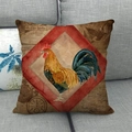 Dettaglio cuscino in lino vintage con motivo gallo e scritte francesi retrò - Stile Gallo Parigi Giardino Francese (3)