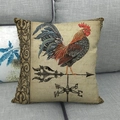 Cuscino vintage in lino con gallo su divano grigio e design rustico di banderuola - Stile Gallo Banderuola (8)