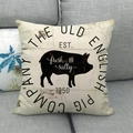 Leinen-Kissenhülle mit retro industriellem Schweine-Silhouette-Druck und Vintage-Logo - Schwarze Schweinesilhouette (3)