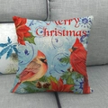 Christmas linen pillowcase with red cardinal birds, pine branches, and Merry Christmas text - Merry Christmas Cardinal (10)