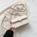 Chic cream white crocodile pattern crossbody bag with top handle and shoulder strap - White