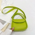 Fashionable bright green mini crossbody bag with top handle and adjustable strap - Green