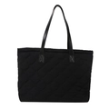 Klassische schwarze gesteppte Shopper-Tasche mit Rautenmuster und glänzendem Finish - Schwarz