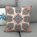 Linen decorative pillow cover featuring a bohemian mandala pattern on a fabric sofa - 18x18 Inch / Vintage Pink Mandala (14)