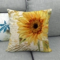Housse de coussin en lin vintage avec imprimés de tournesols et lettrage artistique rétro - Tournesol Pastoral (5)
