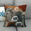 Artistic oil painting cow pattern throw pillow on gray sofa made of textured linen - Creamy White Background Cow Portrait