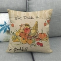 Detail of linen pillowcase with harvest pumpkins and Eat Drink and be thankful text - Thanksgiving Text Pumpkin Style (8)