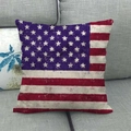 Vintage American flag linen pillow cover on a grey sofa for home decoration - 18x18 Inch / Nostalgic Vintage Flag (2)