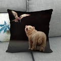 Detail of artistic polar bear print on premium black linen cushion cover for sofa decor - Polar Bear Cub (12)