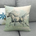 Leinen-Kissenbezug mit künstlerischem Pferdemotiv für die Sofa-Dekoration - Aquarell Grau Ross Stil (5)