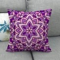 Linen square pillowcase with purple and pink mandala geometric floral patterns - 18x18 Inch / Purple Pink Mandala (10)