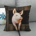 Artistic oil painting pink pig linen throw pillow cover on grey sofa home decor - Realistic Pig Oil Painting (19)