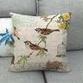 Vintage-Kissenbezug aus Baumwolle und Leinen mit Spatzen- und Blumenmuster für Sofas - Vintage Sperlinge Und Gelbe Rose (5)