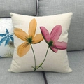 Linen pillowcase with yellow and purple watercolor flower prints on grey sofa - Style 11-Bicolor Translucent Flowers