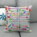 Linen pillow cover with colorful bird arrow prints and motivational quotes on grey sofa - American Country Colorful Arrows Style (9) / 18x18 Inch