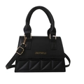 Borsa a tracolla trapuntata nera classica con dettagli dorati e tracolla per donna - Nero
