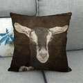 Detail showing the rustic linen pillowcase texture and realistic goat head art print - Realistic Goat Portrait Style (13)